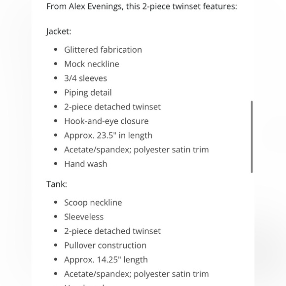 Alex Evenings 2 Piece set Petite Medium - Picture 6 of 6